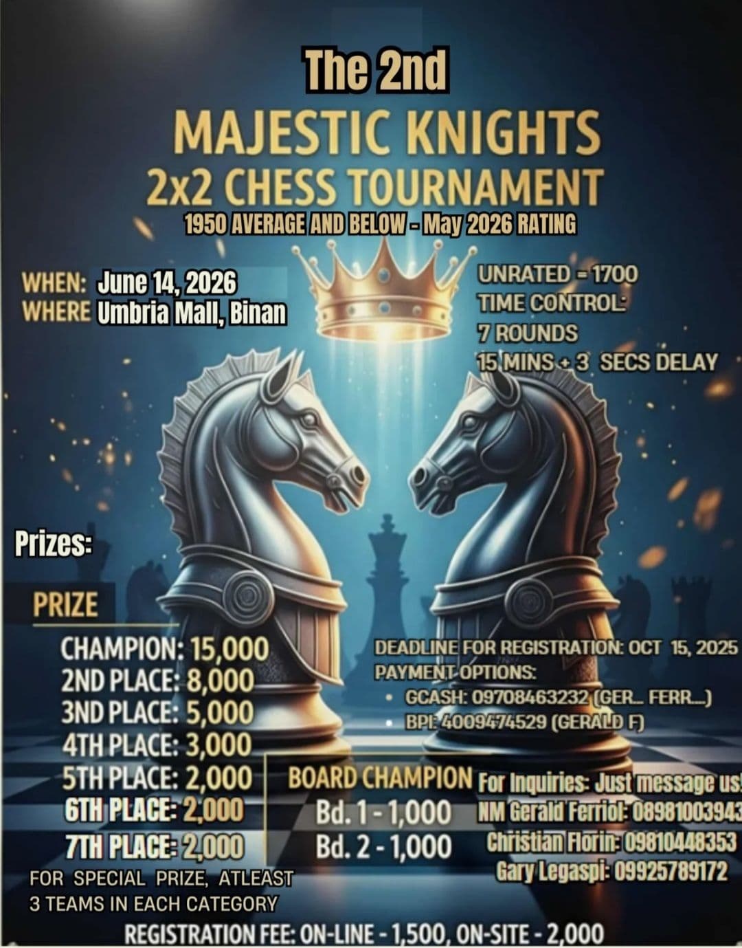 The 2nd Majestic Knights 2x2 Chess Tournament poster