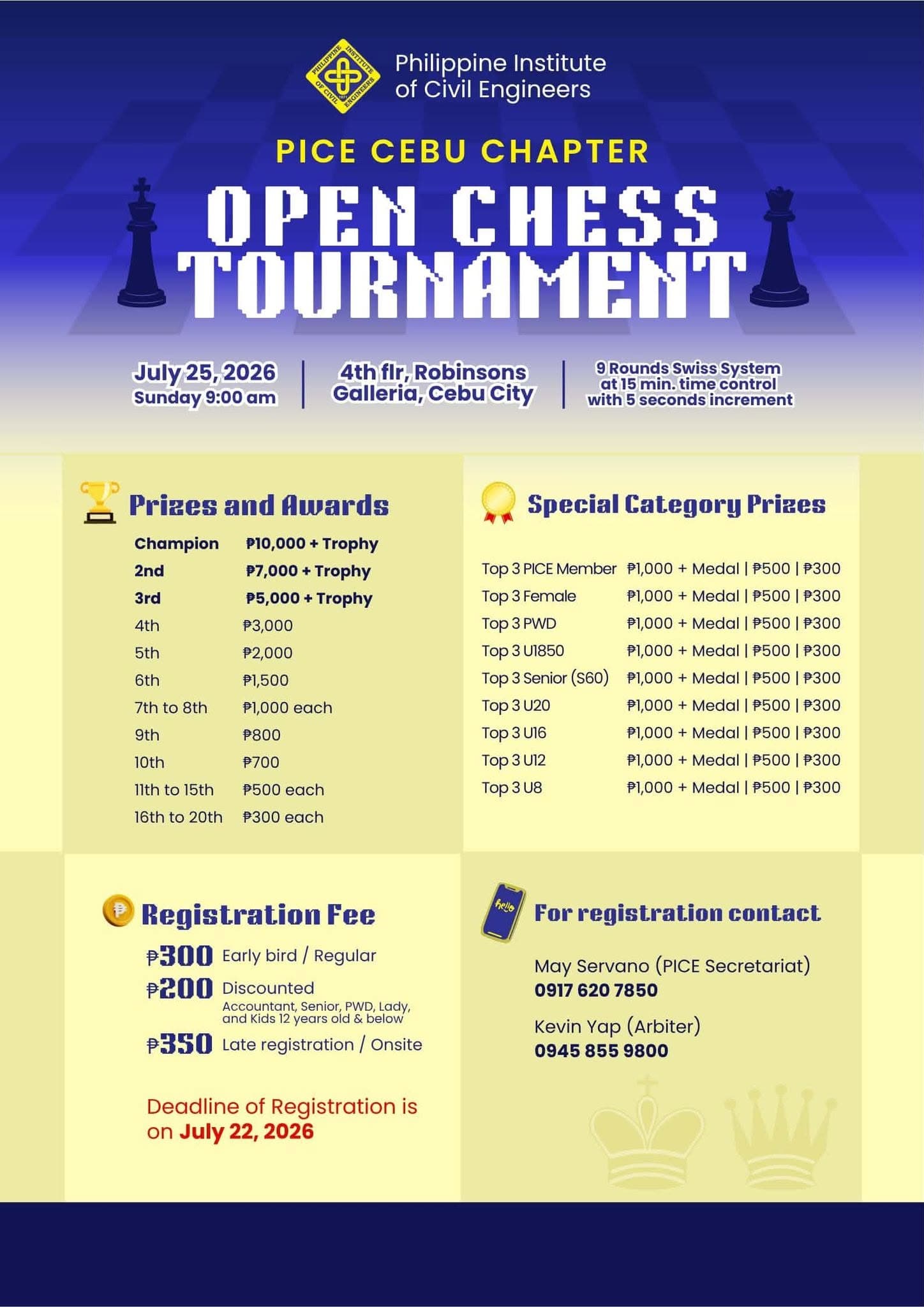 PICE Cebu Chapter Open Chess Tournament 2026 poster