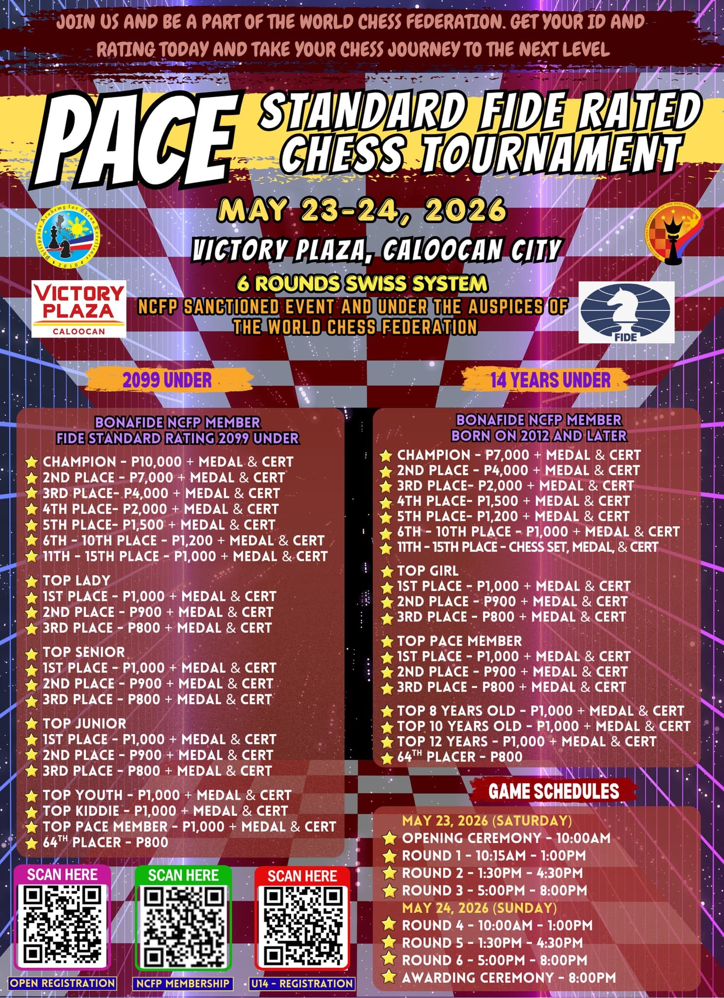 PACE Standard FIDE Rated Chess Tournament poster