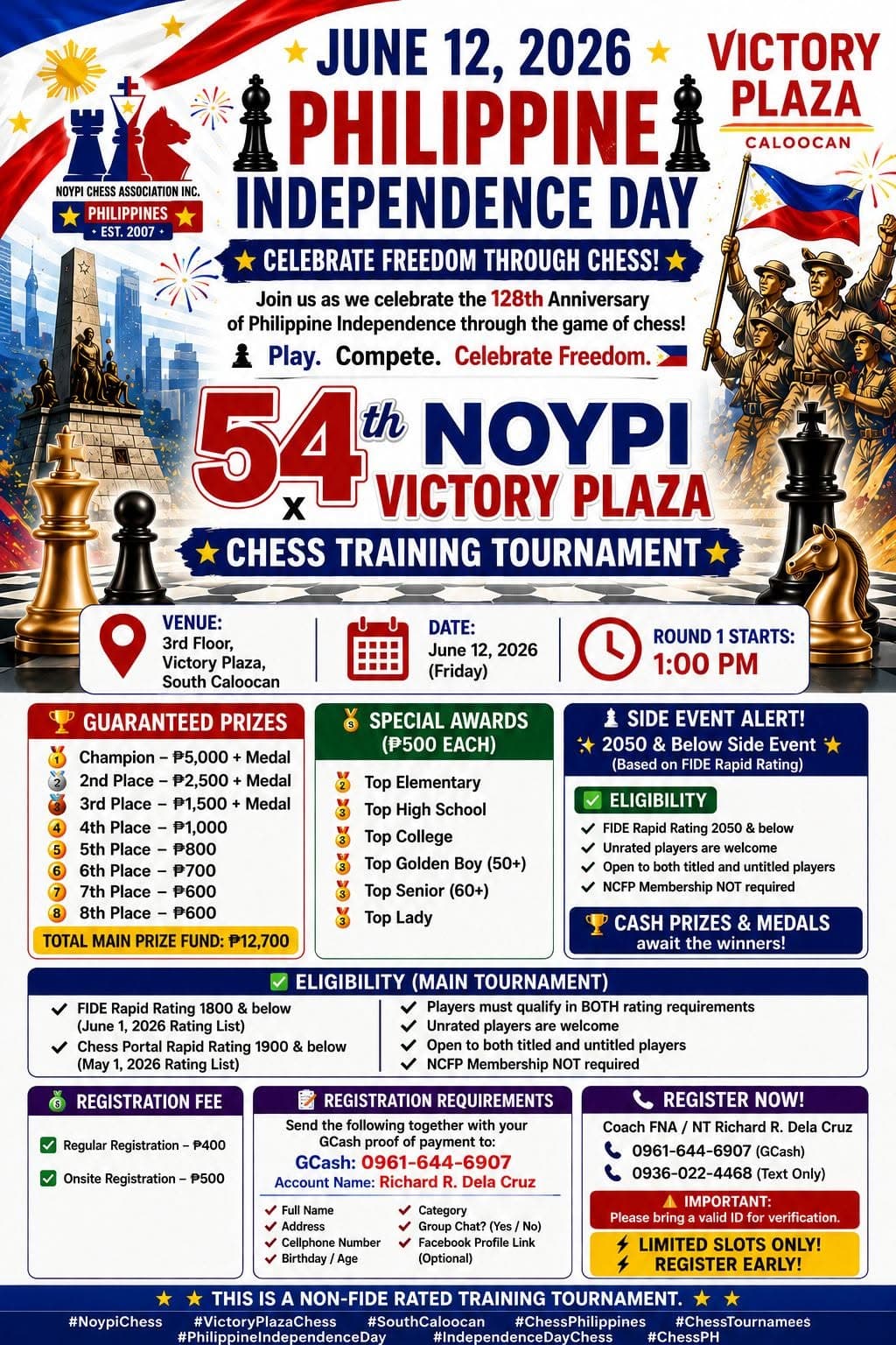 54th Noypi x Victory Plaza Chess Training Tournament poster
