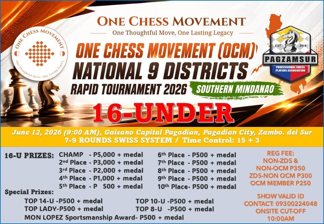 OCM National 9 Districts Rapid Tournament 2026 — Southern Mindanao Leg poster