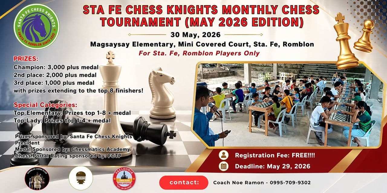 Sta Fe Chess Knights Monthly Chess Tournament (May 2026 Edition) poster
