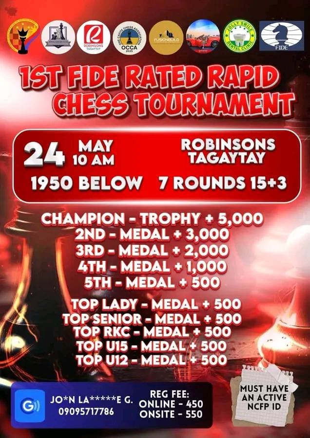 1st FIDE Rated Rapid Chess Tournament (Tagaytay) poster