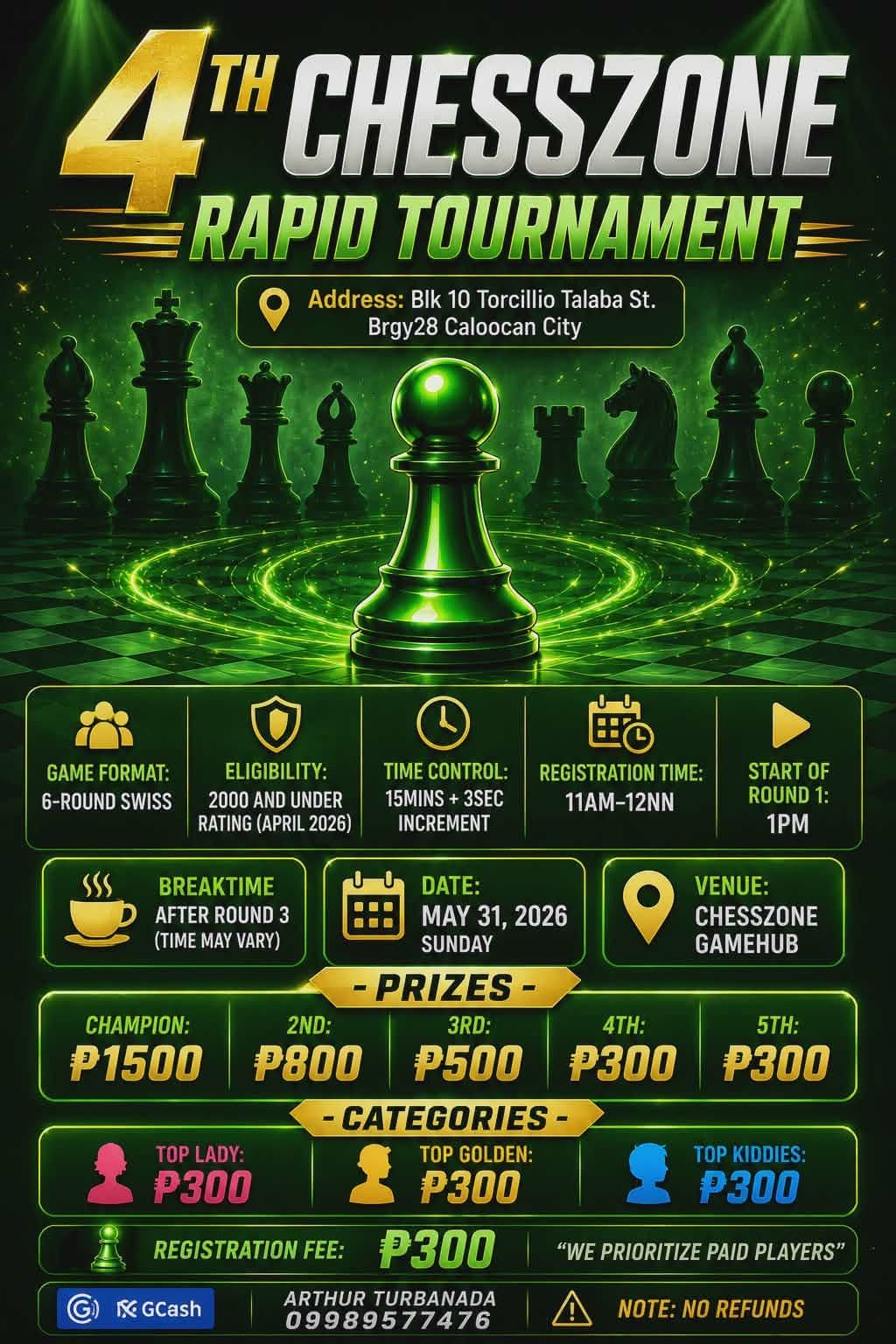 4th ChessZone Rapid Tournament poster