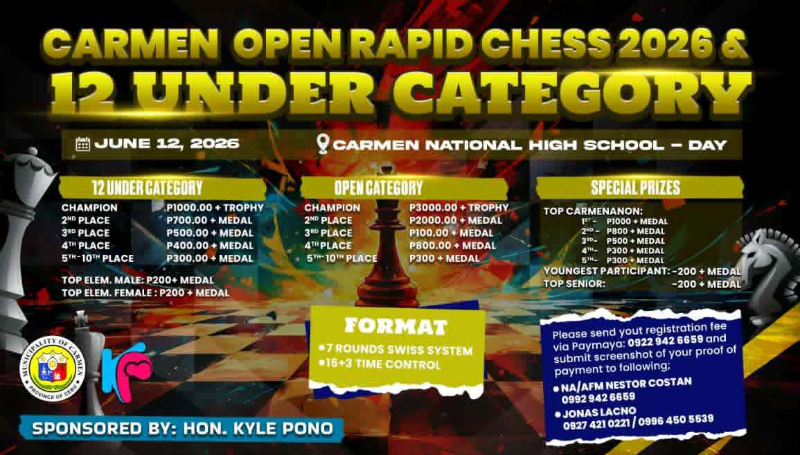 Carmen Cebu Open Rapid Chess 2026 & 12 Under Category poster