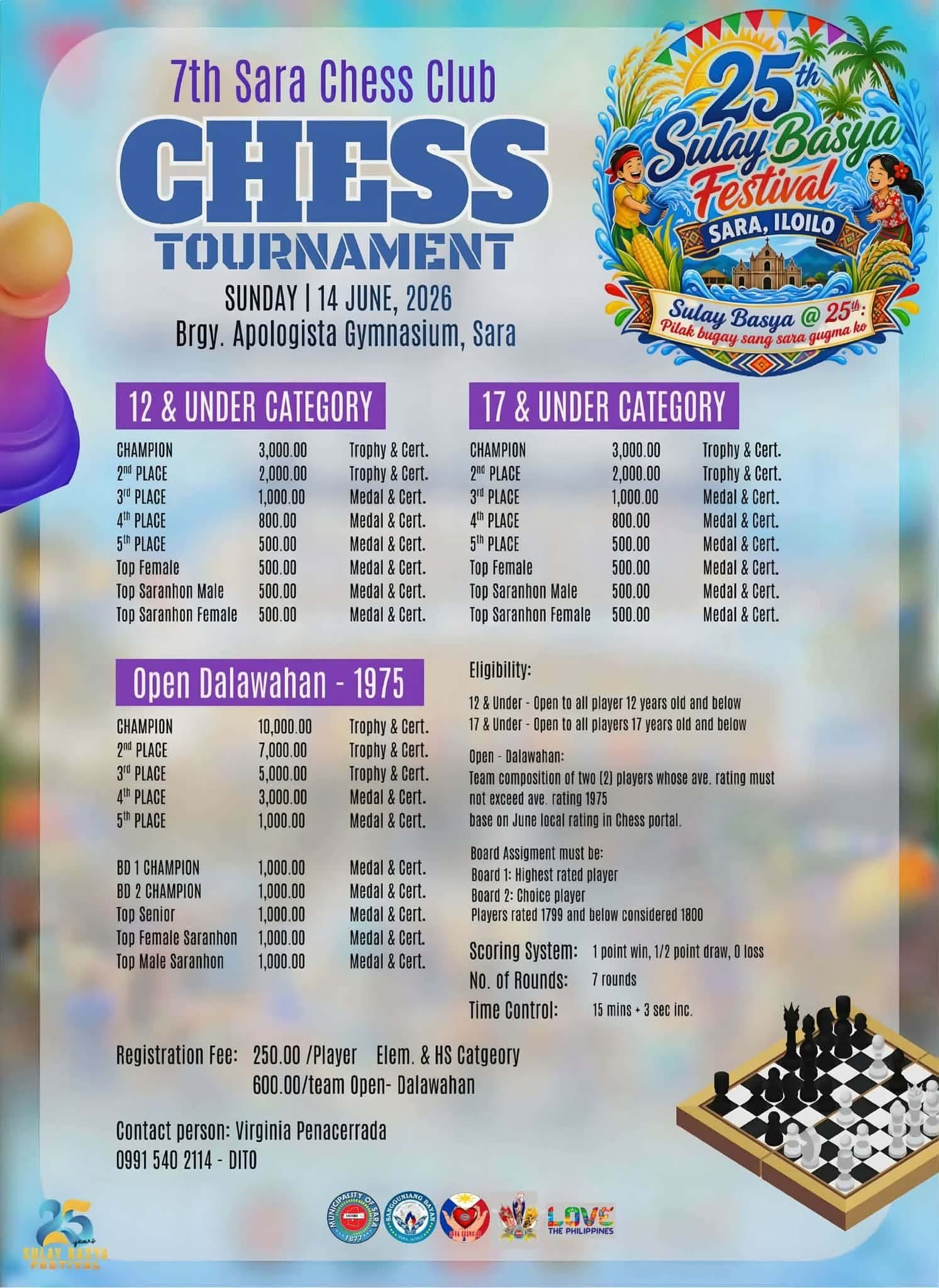 7th Sara Chess Club Chess Tournament (25th Sulay Basya Festival) poster