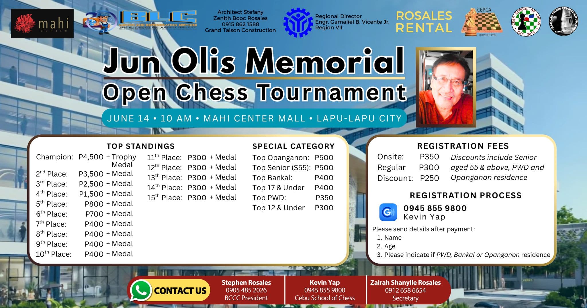 Jun Olis Memorial Open Chess Tournament poster