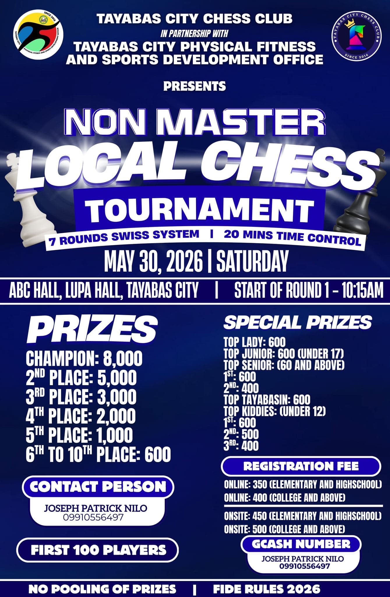 Non-Master Local Chess Tournament poster