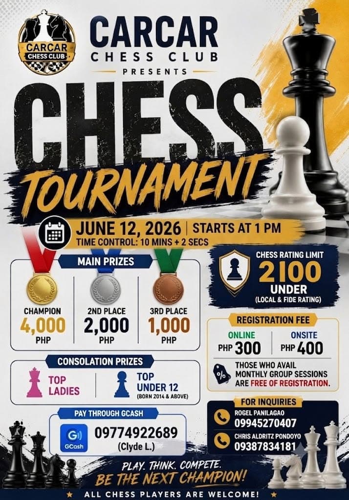 Carcar Chess Club Chess Tournament 2026 poster