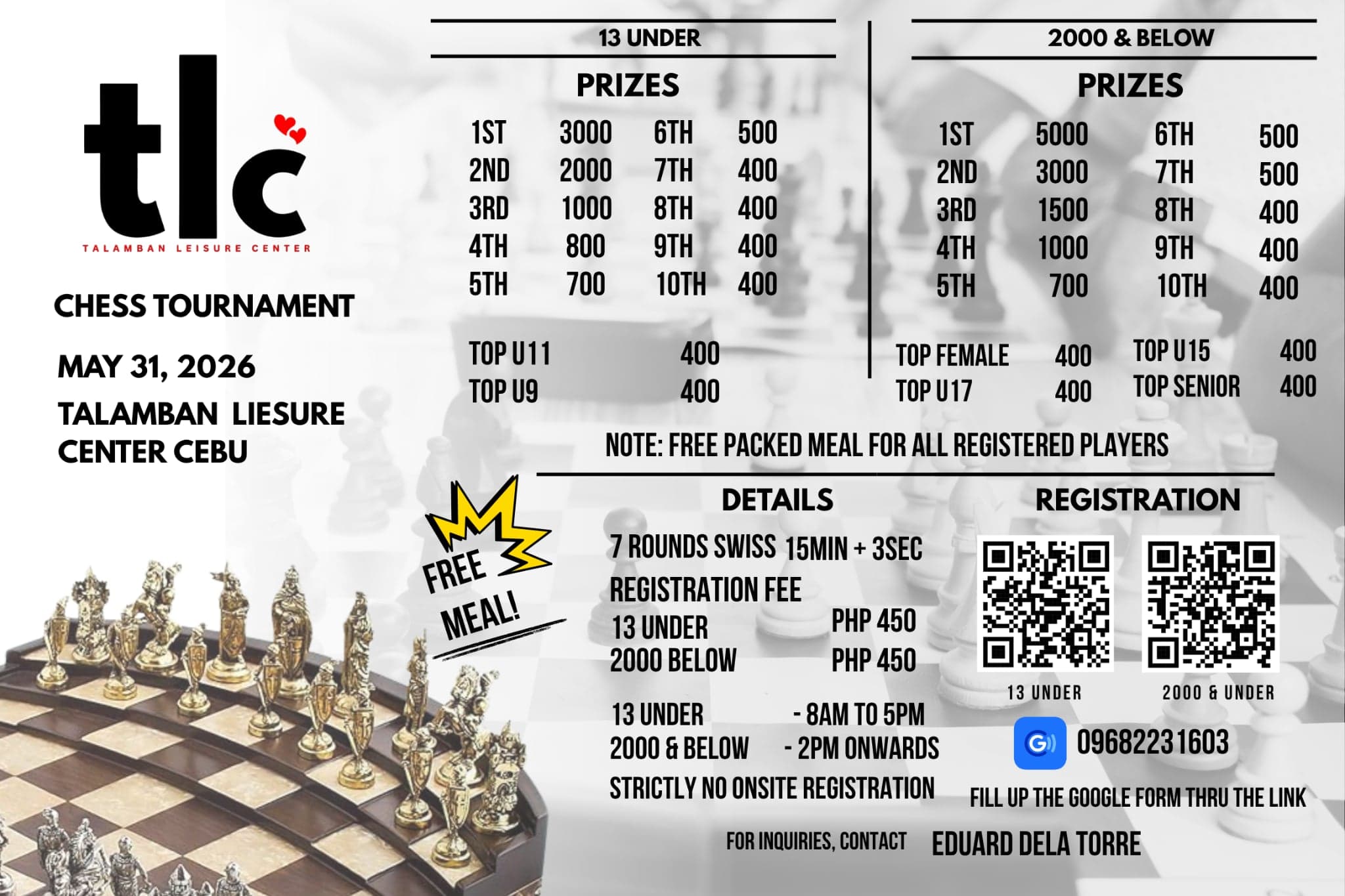 Talamban Leisure Center Chess Tournament — May 31, 2026 poster