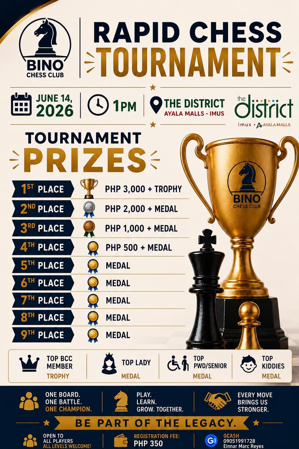 BINO Chess Club Rapid Chess Tournament 2026 poster