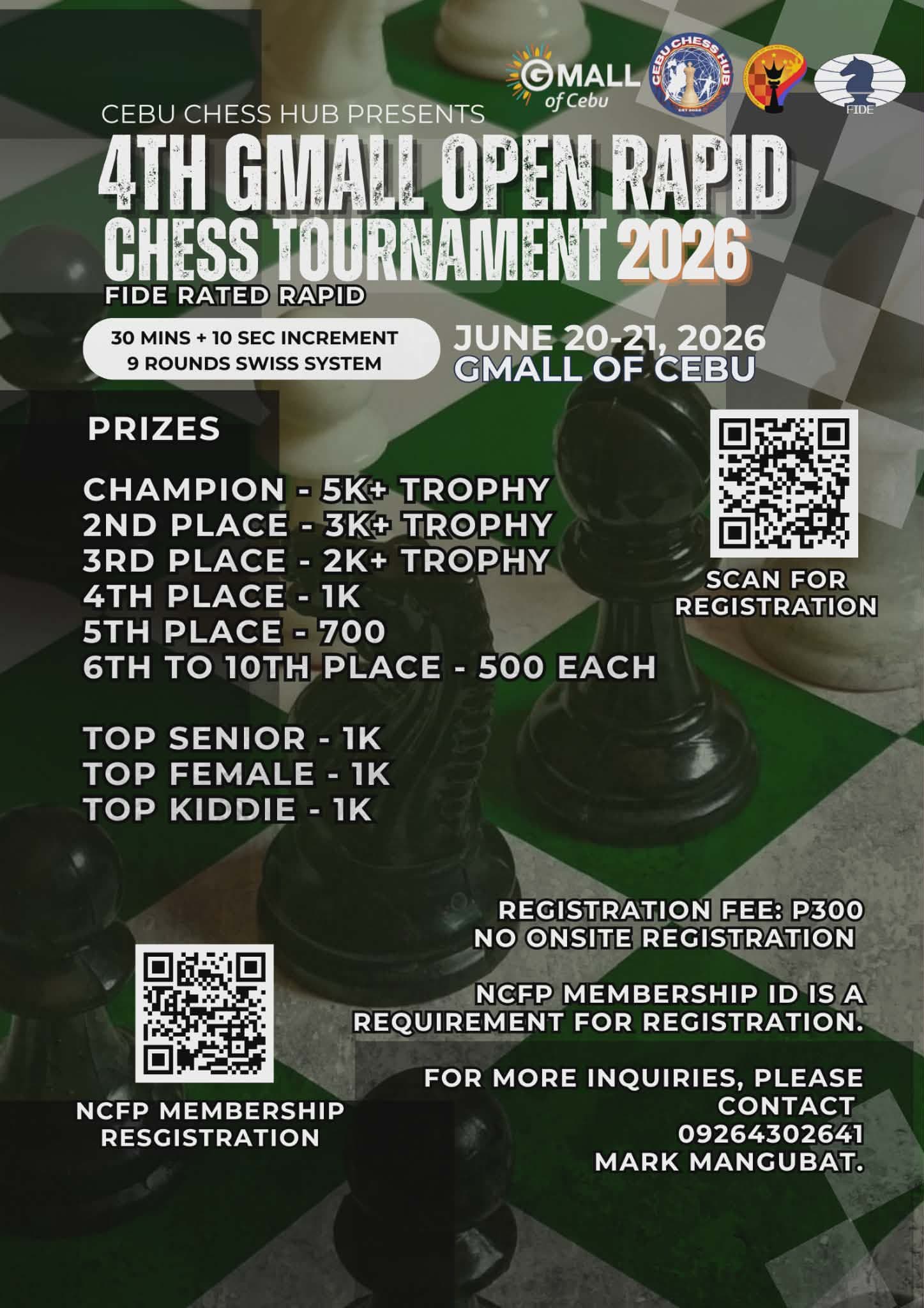 4th GMall Open Rapid Chess Tournament 2026 poster
