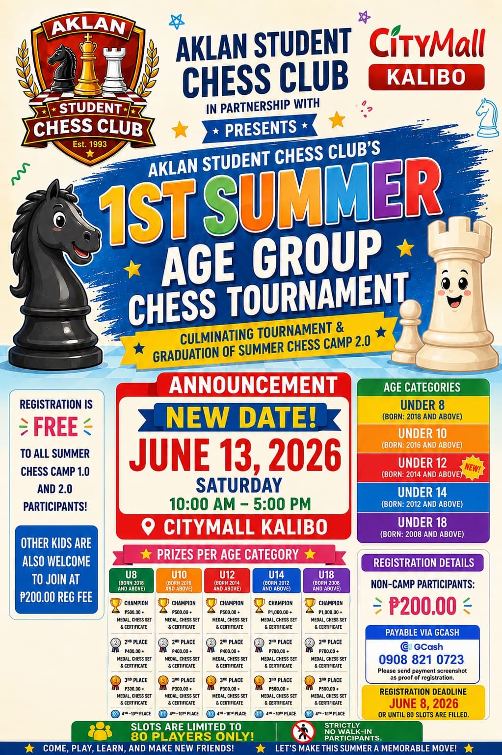 1st Summer Age Group Chess Tournament (Aklan Student Chess Club) poster