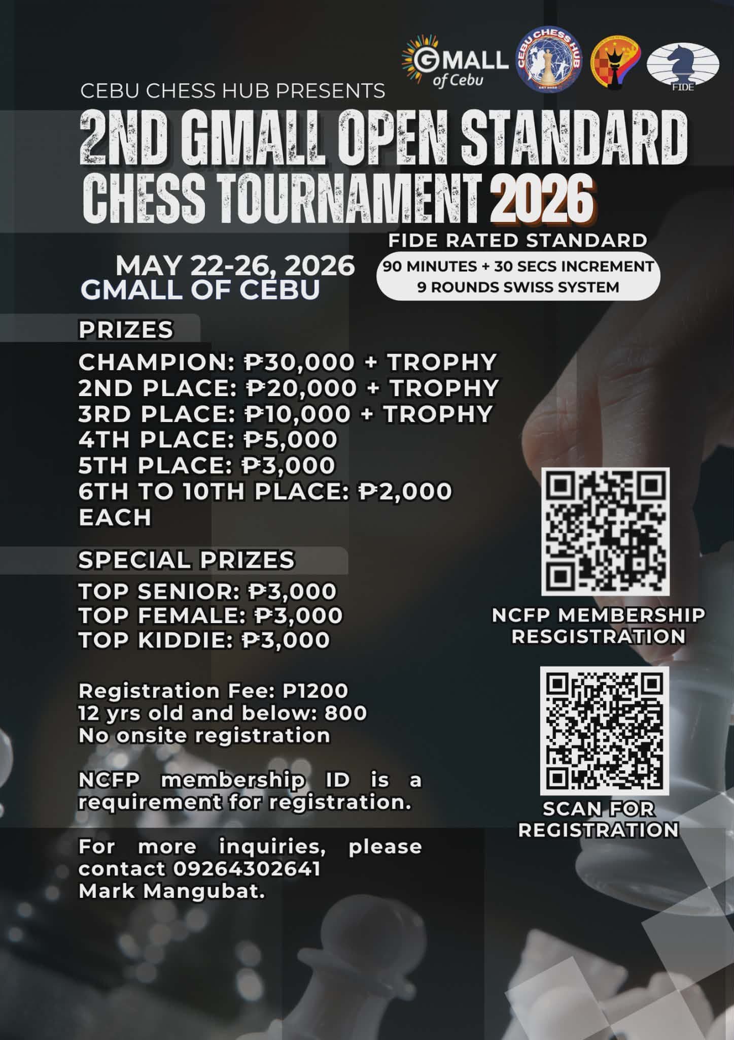2nd GMall Open Standard Chess Tournament 2026 poster