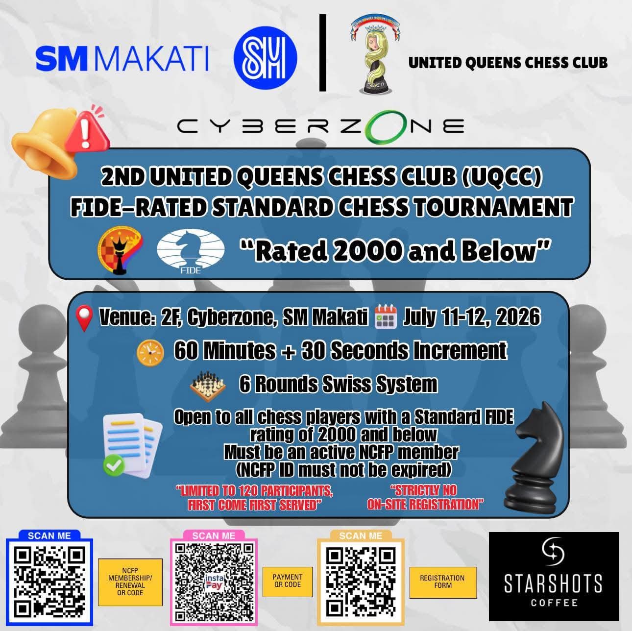 2nd United Queens Chess Club (UQCC) FIDE-Rated Standard Chess Tournament poster