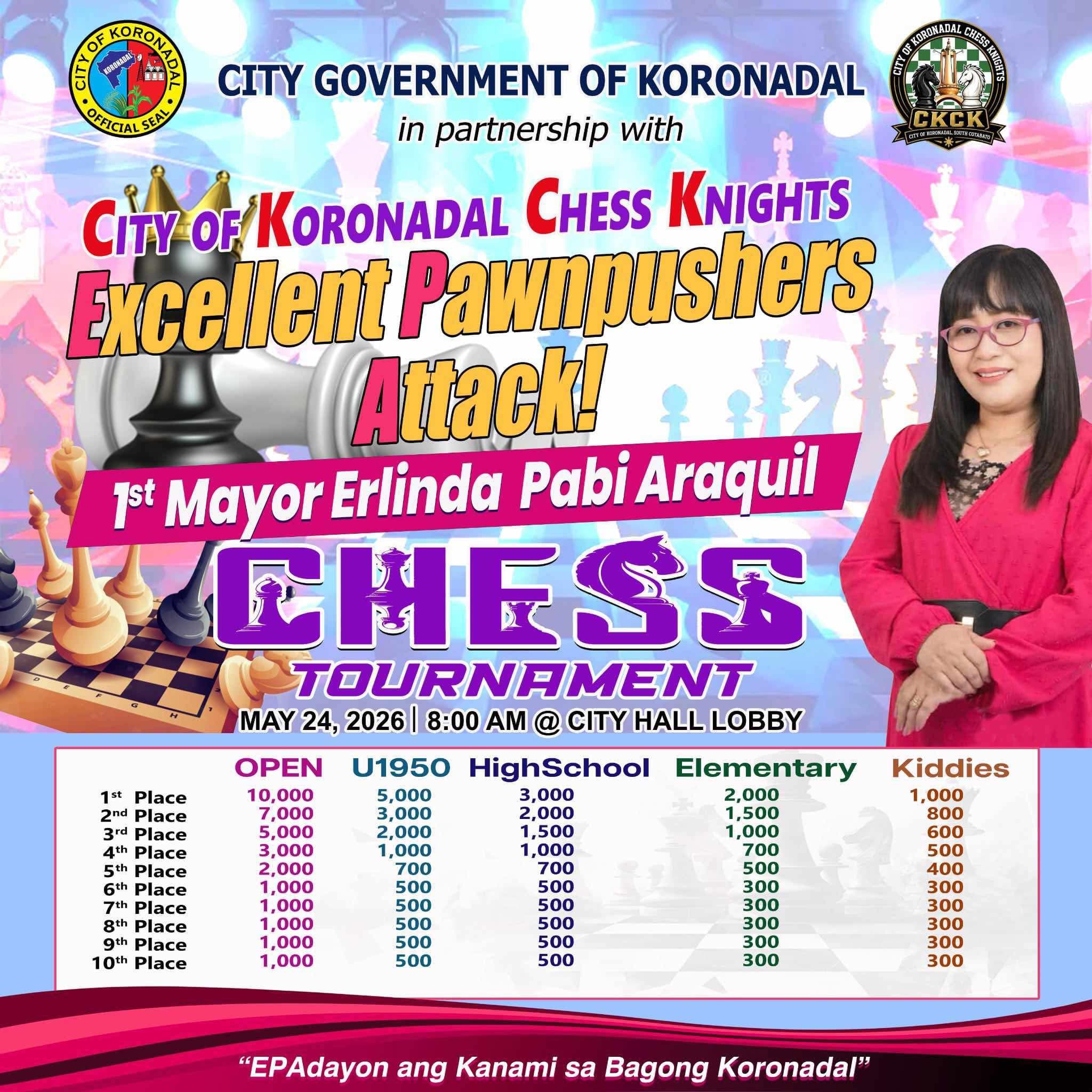1st Mayor Erlinda Pabi Araquil Chess Tournament poster