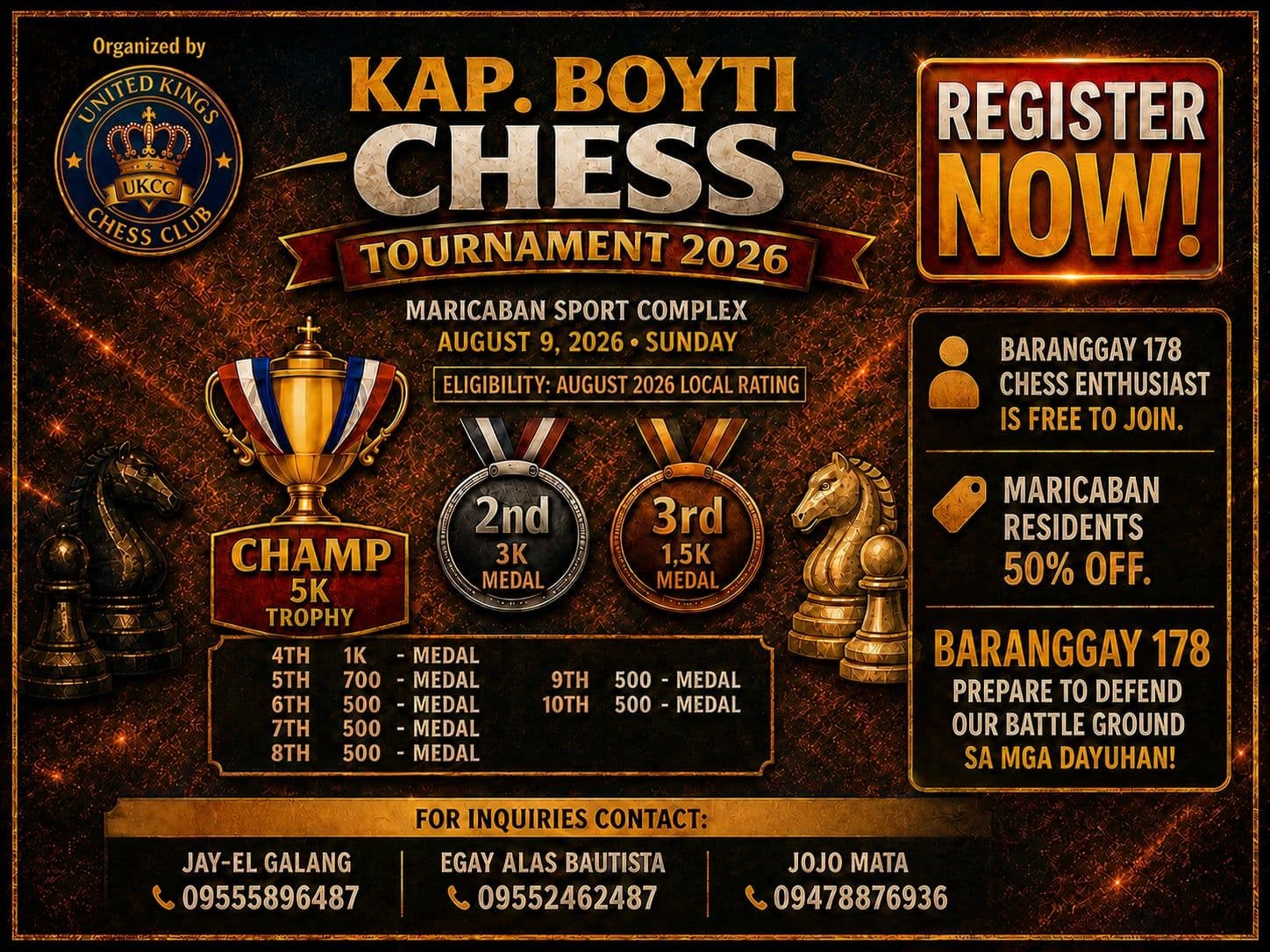Kap. Boyti Chess Tournament 2026 poster